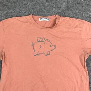 Big Bank T-Shirt Mens Size XL Pink Graphic Pig Cartoon Streetwear Casual Tee